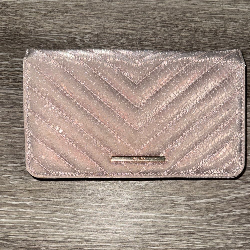 Aldo Pink Textured Chevron Clutch